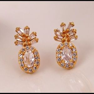 Gold Filled & White Zircon Pineapple Earrings